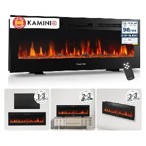 KAMINIO Marlon 50' — Chimenea eléctrica 3 en 1 con efecto llama 3D y 12 colores
