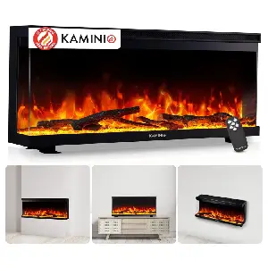 KAMINIO Lea 36' — Chimenea eléctrica panorámica con vista 3 lados y llama 3D